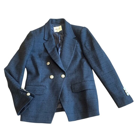 Sportscraft Australia Double Breasted Tweed Blazer Jacket Classic Navy Size 8 US - Picture 1 of 11